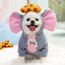 Turn dog cat small medium-sized dog autumn and winter hoodie fleece clothing supplies pet