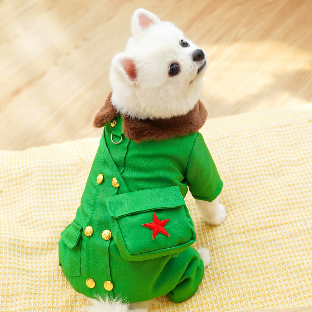 Dog clothing Pet clothing Medium-sized dogs and cats can be pulled autumn and winter warm winter cotton military coat supplies