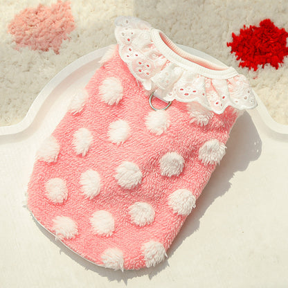 Dot pattern lace fall-winter new style cat clothes and dog clothes