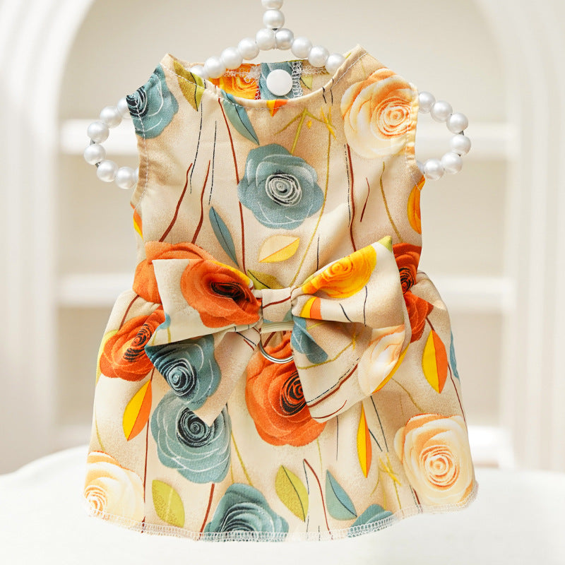 Summer 3D Stereoscopic Rose Flower Pet Dress for Dogs and Cats Clothing and Accessories