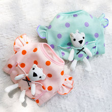 Autumn and winter pet dog cat cute pocket White bear polka dot clothes Teddy bear law fighting clothing supplies