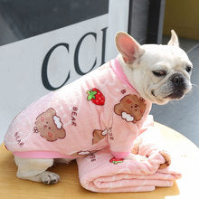 Small medium-sized dog dog cat warm fleece two feet clothing printed pet clothes