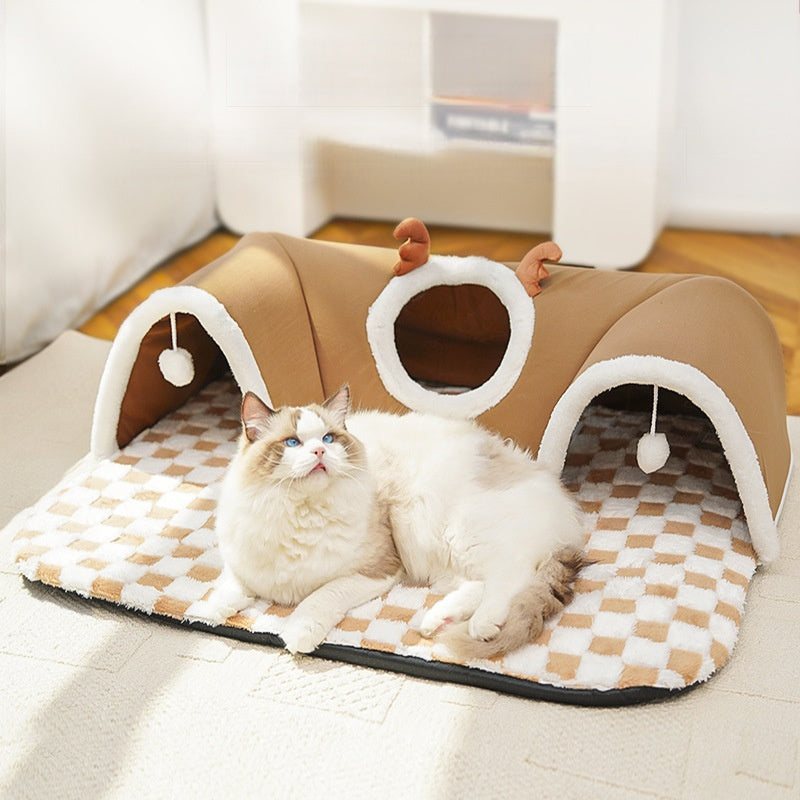 Cat bed for autumn and winter, cat hide-and-seek tunnel, cat house
