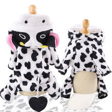 Dog supplies Coral velvet cat clothes Pet clothes New autumn/winter Cow turn cartoon clothes medium-sized dog