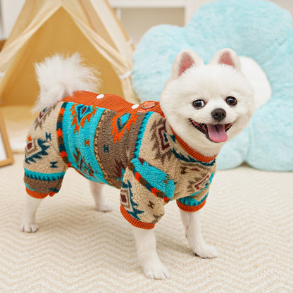 Pet clothes - four-legged clothes for autumn and winter, with ethnic style, pajamas