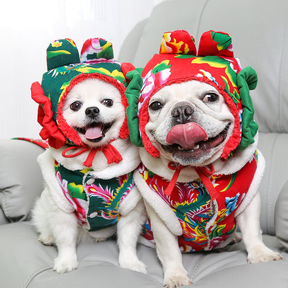 New Year dress pet dog cat clothes small, medium and large autumn and winter clothing manufacturers direct sales
