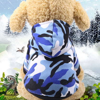 Dog autumn and winter camouflage clothes dirty handsome pet clothes cat new two feet with hooded clothing supplies