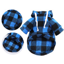 Autumn and winter warm pocket zipper blue and black checkered small medium and large dog pet dog cat Teddy Wei clothing supplies