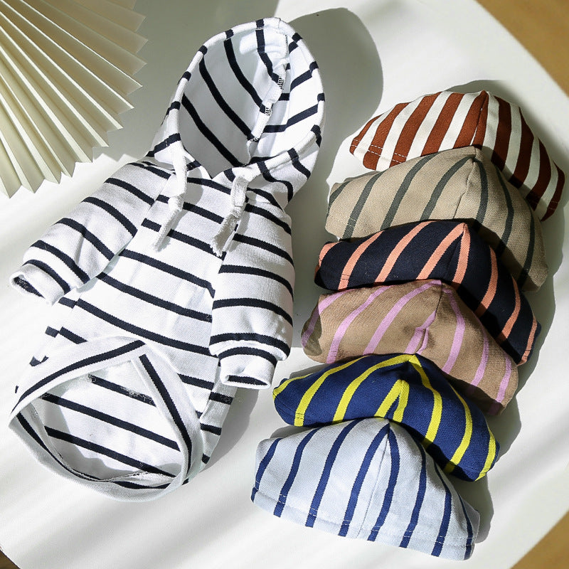 Pet dog cat Hoodie Striped clothing supplies spring and summer