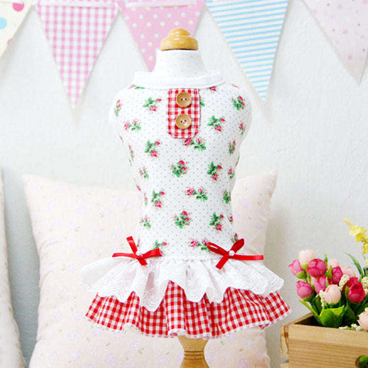 New dog cat pet princess dress wedding dress small rose spring summer autumn new