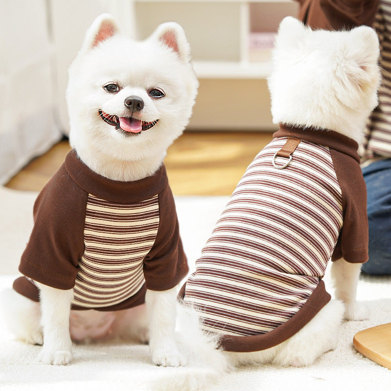 Pet clothing striped base shirt for dogs and cats