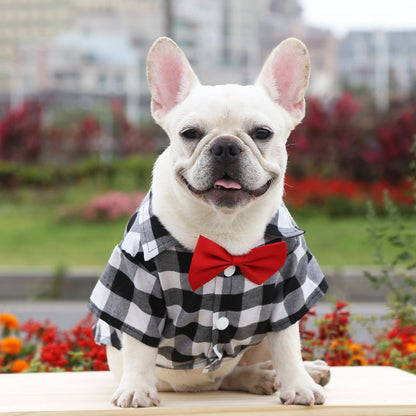Plaid shirt suit wedding dress small medium large dog pet clothes