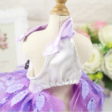 Spring summer dog cat wedding dress shiny tree leaves dress red purple dress pet clothing supplies