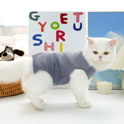 Four-season pure color striped cat spayed dress