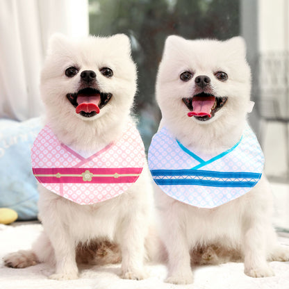Dog and cat saliva towel Pink blue double-sided printed spring summer fall scarf