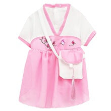 Pet Chinese style Hanfu skirt satchel Chiffon Cat dog two feet Clothes Pet supplies Spring and summer