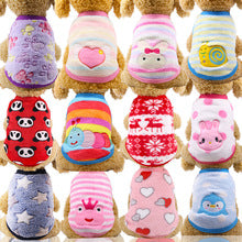 Factory direct sales of cartoon flannel warm teacup dog small milk dog dog cat Teddy clothes vest pet supplies