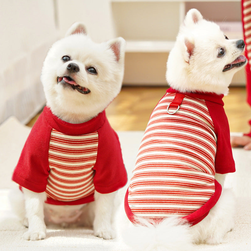 Pet clothing striped base shirt for dogs and cats