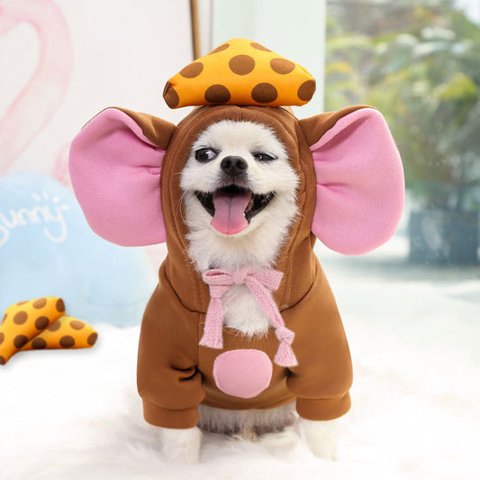 Turn dog cat small medium-sized dog autumn and winter hoodie fleece clothing supplies pet