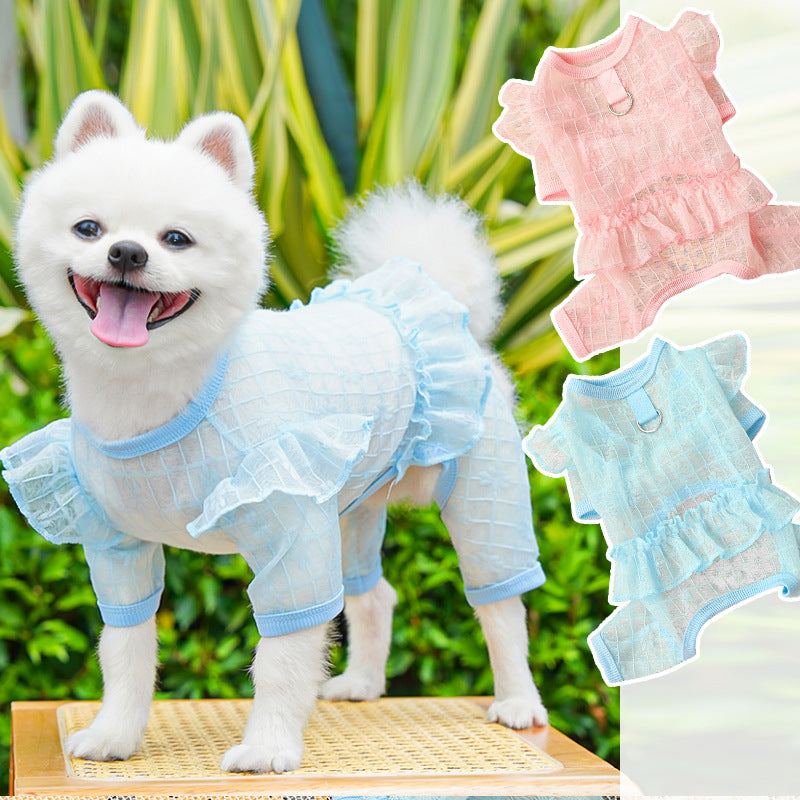 Four-legged lace netting dress for pets - dog or cat clothing