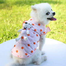 Pet dog cat pocket White Bear Polka Dot clothes thin spring summer fall