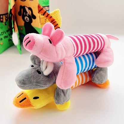 Pet dog cat plush cartoon embroidery bite resistant decompression duck cute sound toy supplies