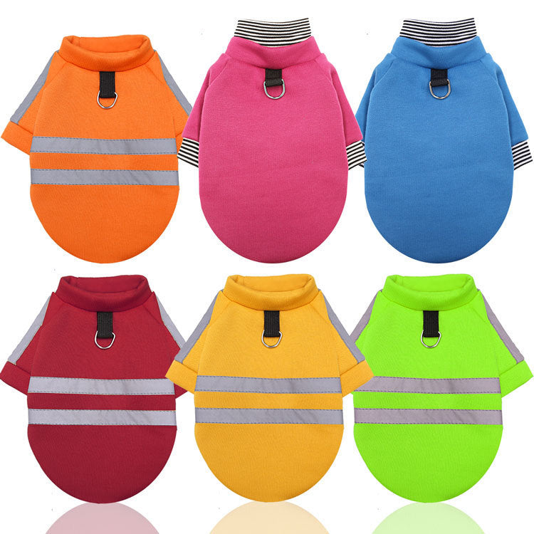 Night reflective hoodie walk dog safe dog cat pet clothing supplies Fall winter fleece cool medium-sized dog