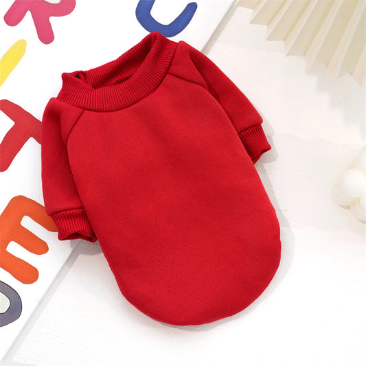 Pet fashion brand cat and dog hoodie solid color plus cashmere clothes for autumn and winter new supplies