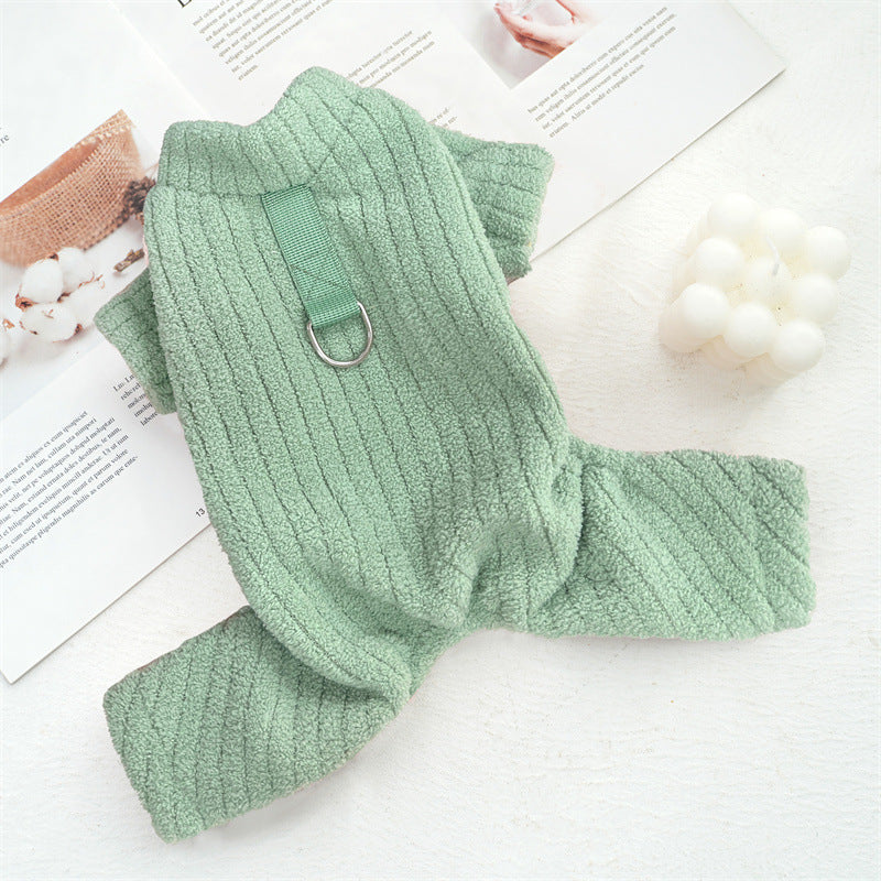 Custom dog clothing Winter thickened warm pet clothing Flannel four-legged Teddy Corgi cat