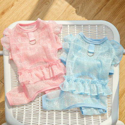 Four-legged lace netting dress for pets - dog or cat clothing