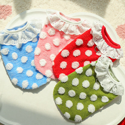 Dot pattern lace fall-winter new style cat clothes and dog clothes