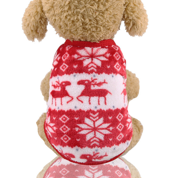 Quad plus flannel Christmas dog clothes Cat pet clothes Fall and winter supplies