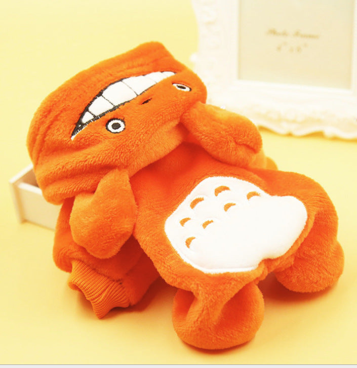 Pet supplies Small medium-sized dog dog clothes cat clothing autumn and winter four-legged cotton-padded cartoon change suit