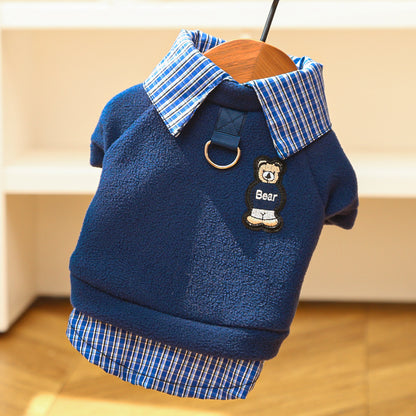 College-style dog hoodie for autumn and winter, with added insulation for warmth. Doggy clothes.