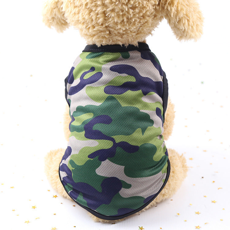Printed mesh camouflage cartoon pet dog cat vest clothes spring summer sunscreen manufacturers