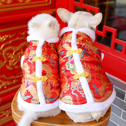 New Year dress pet dog cat clothes small, medium and large autumn and winter clothing manufacturers direct sales