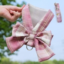 Dog skirt Cat JK plaid chest strap leash Teddy Pomeranian pet supplies Dog Walking preppy clothes