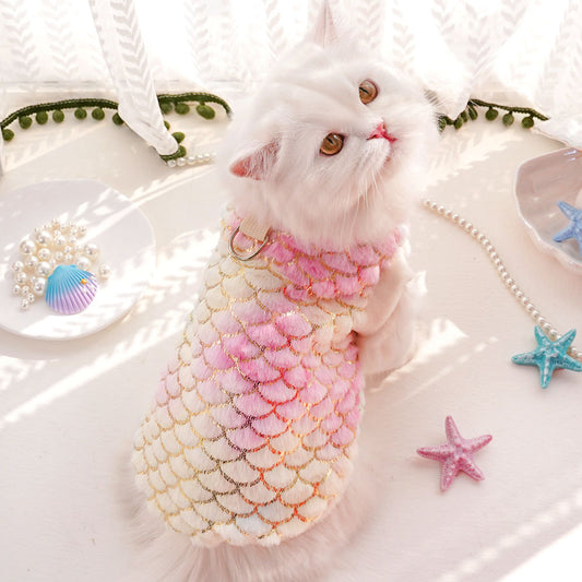 Dog cat clothes Autumn winter warm flannel mermaid two feet clothing small and medium-sized dog pet supplies wholesale