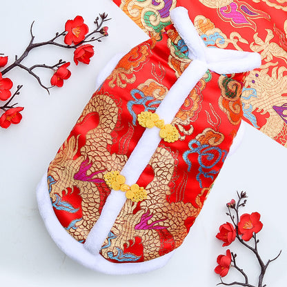 New Year dress pet dog cat clothes small, medium and large autumn and winter clothing manufacturers direct sales