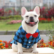 Plaid shirt suit wedding dress small medium large dog pet clothes