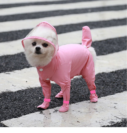 Retractable four-legged raincoat for puppies