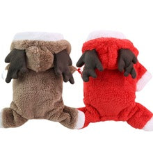 Autumn Winter Christmas four legs thick fleece warm button dog pet cat clothing supplies Teddy