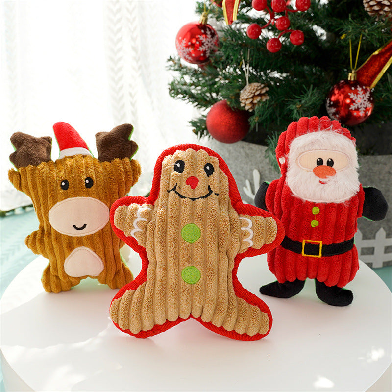 Christmas plush sound bite resistant teeth relief dog and cat toys