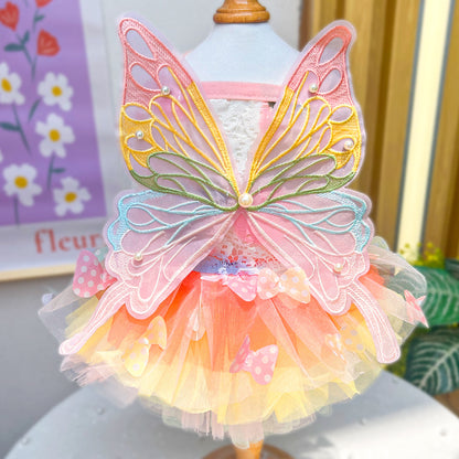 Pet dog butterfly princess dress wedding dress dog and cat clothing