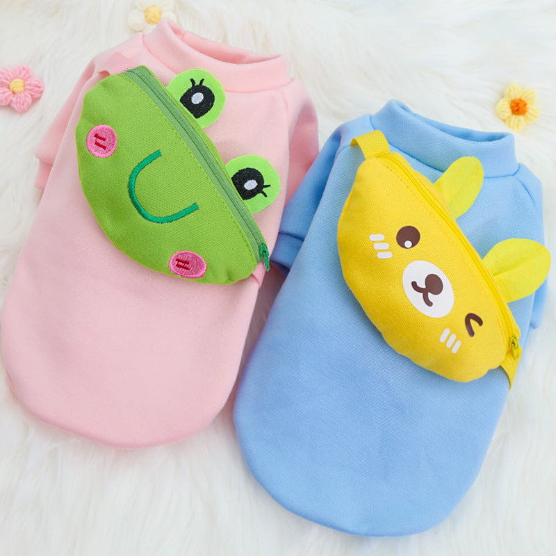 Dog cat Crossbody zipper Cute clothes Pet supplies Autumn and winter warm clothes