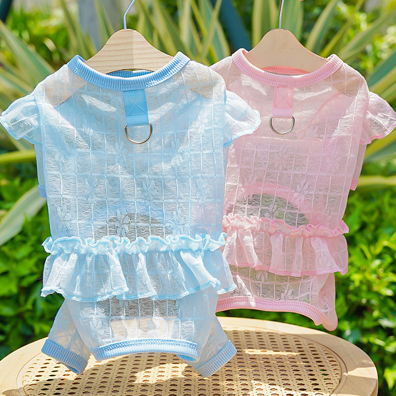 Four-legged lace netting dress for pets - dog or cat clothing