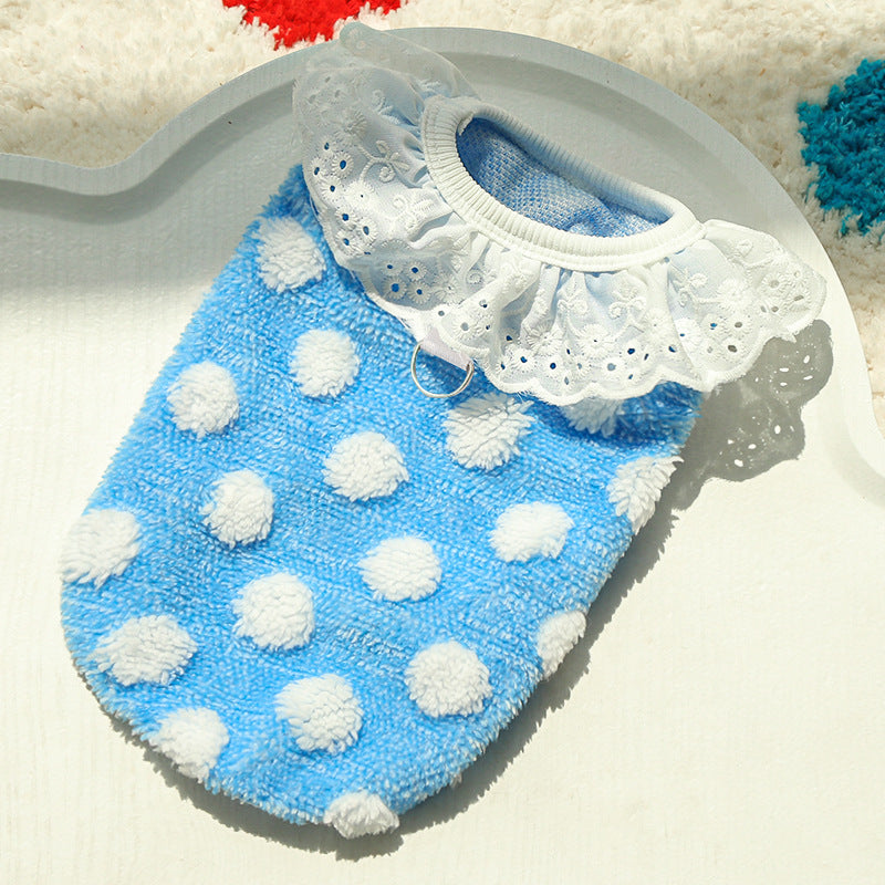 Dot pattern lace fall-winter new style cat clothes and dog clothes