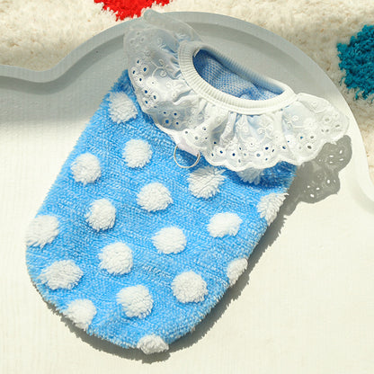Dot pattern lace fall-winter new style cat clothes and dog clothes
