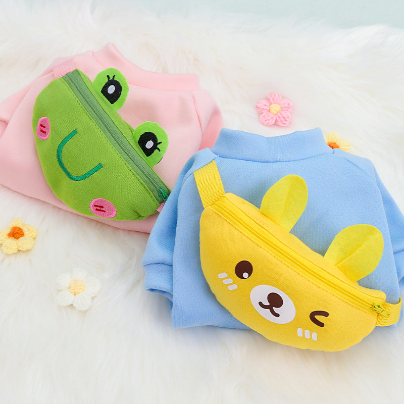 Dog cat Crossbody zipper Cute clothes Pet supplies Autumn and winter warm clothes