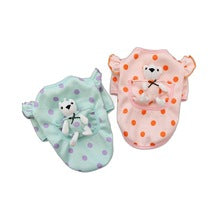 Autumn and winter pet dog cat cute pocket White bear polka dot clothes Teddy bear law fighting clothing supplies